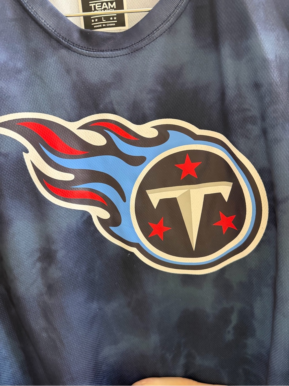 NFL Tennessee Titans Navy Tie-Dye Jersey Tee with Team Logo Large L - Picture 3 of 4